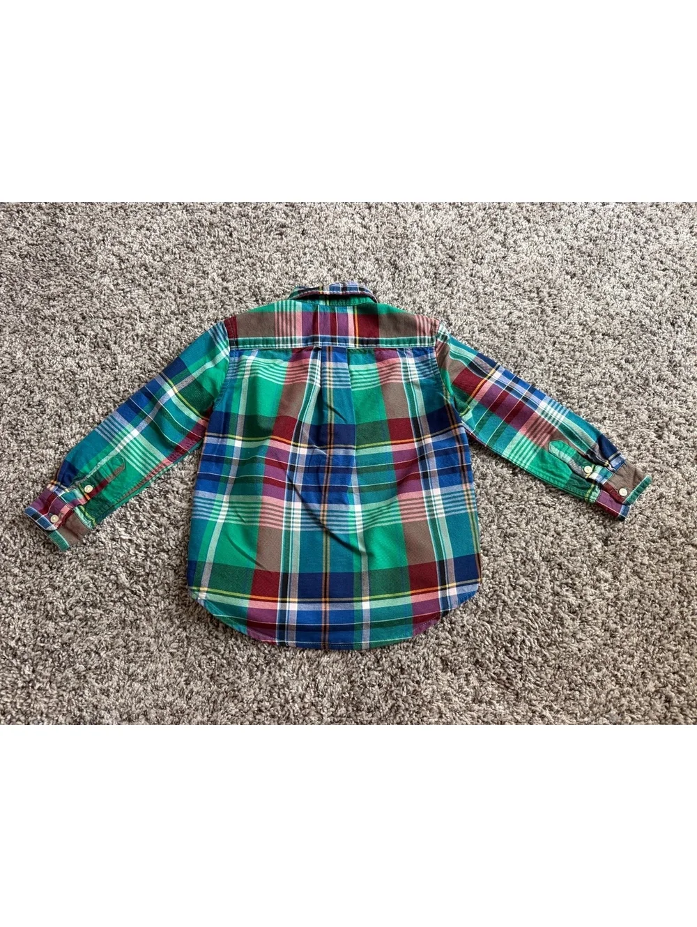 POLO Ralph Lauren Boy's Size 3T Multicolor Plaid 100% Cotton Long Sleeve Shirt